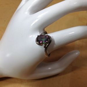 STERLING WATERMELON TOURMALINE RING SZ 11
